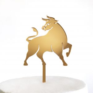 Lunar New Year Ox Cake Topper in Gold Mirror