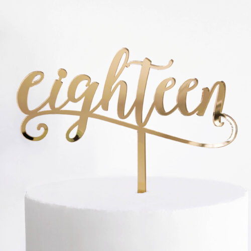 Effortless Eighteen Cake Topper in Gold Mirror
