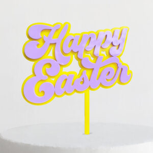 Groovy Happy Easter Cake Topper in Mauve ON Yellow