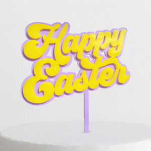 Groovy Happy Easter Cake Topper in Yellow ON Mauve
