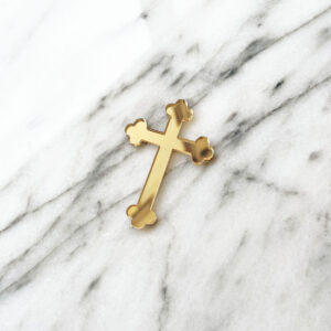 Orthodox Cross Cake Badge in Gold Mirror