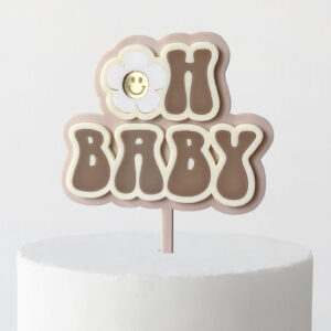 Groovy Oh Baby Cake Topper in Cappuccino, Double Cream and Mocha