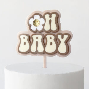 Groovy Oh Baby Cake Topper in Cappuccino, Mocha and Double Cream