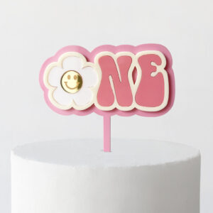 Groovy One Cake Topper in Pink Pink, Double Cream and Strawberry Cream