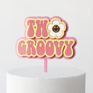 Two Groovy Cake Topper in Pink Pink, Butter and Strawberry Cream
