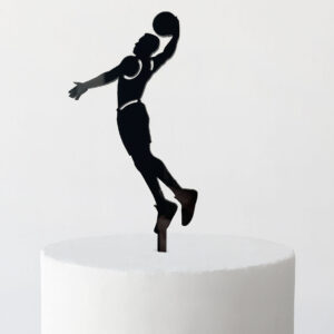 Male Basketball Player Silhouette Cake Topper