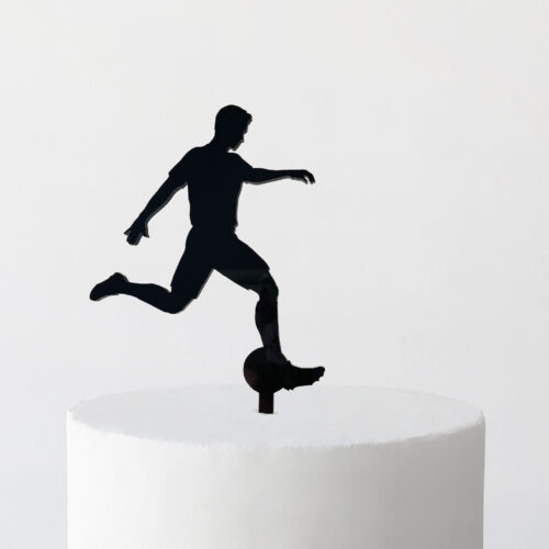 Male Soccer Player Silhouette Cake Topper