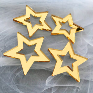 Simple Star Cake Charms in gold mirror acrylic for cake and cupcake decoration