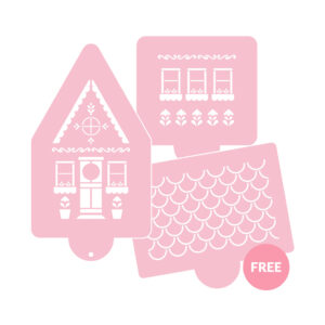 Cute Gingerbread House Stencil Set of 3 - Front, Side and FREE Roof Stencil
